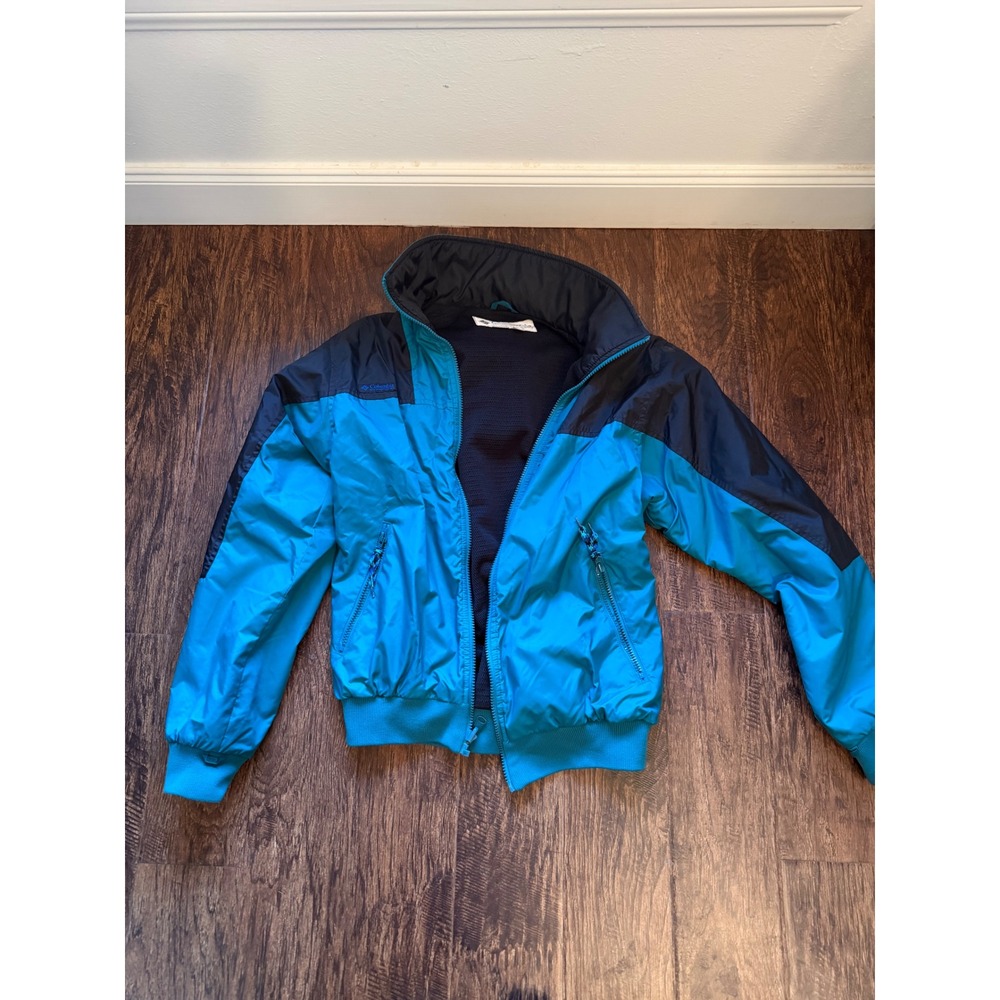 Vintage Columbia Sportswear Radial Sleeve Windbreaker Jacket Teal Black Mens S